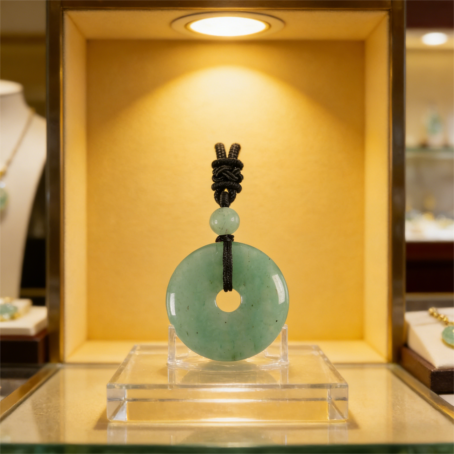 Green Aventurine Pendant Necklace with polished natural stone finish