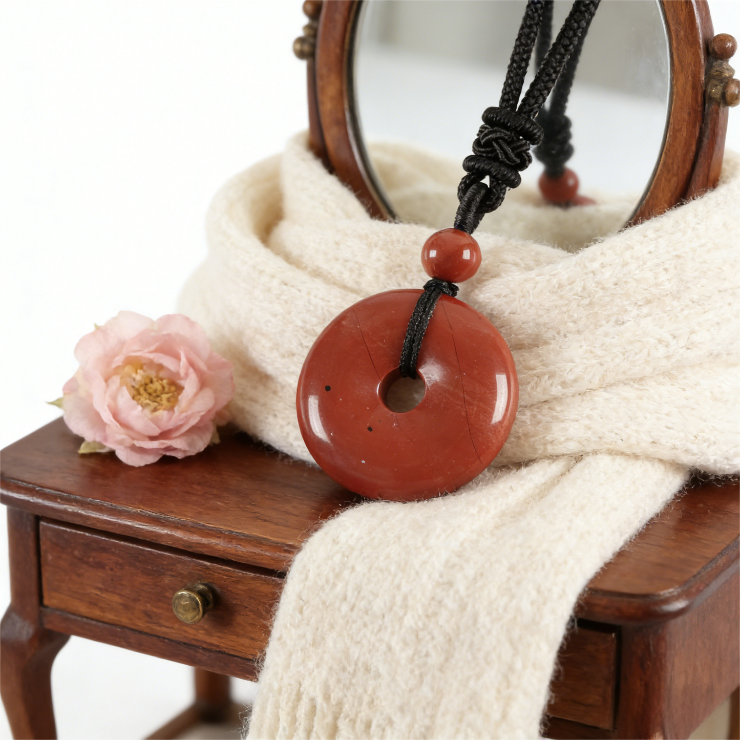 Circle of Vitality" Red Jasper Amulet (Root Chakra Grounding)