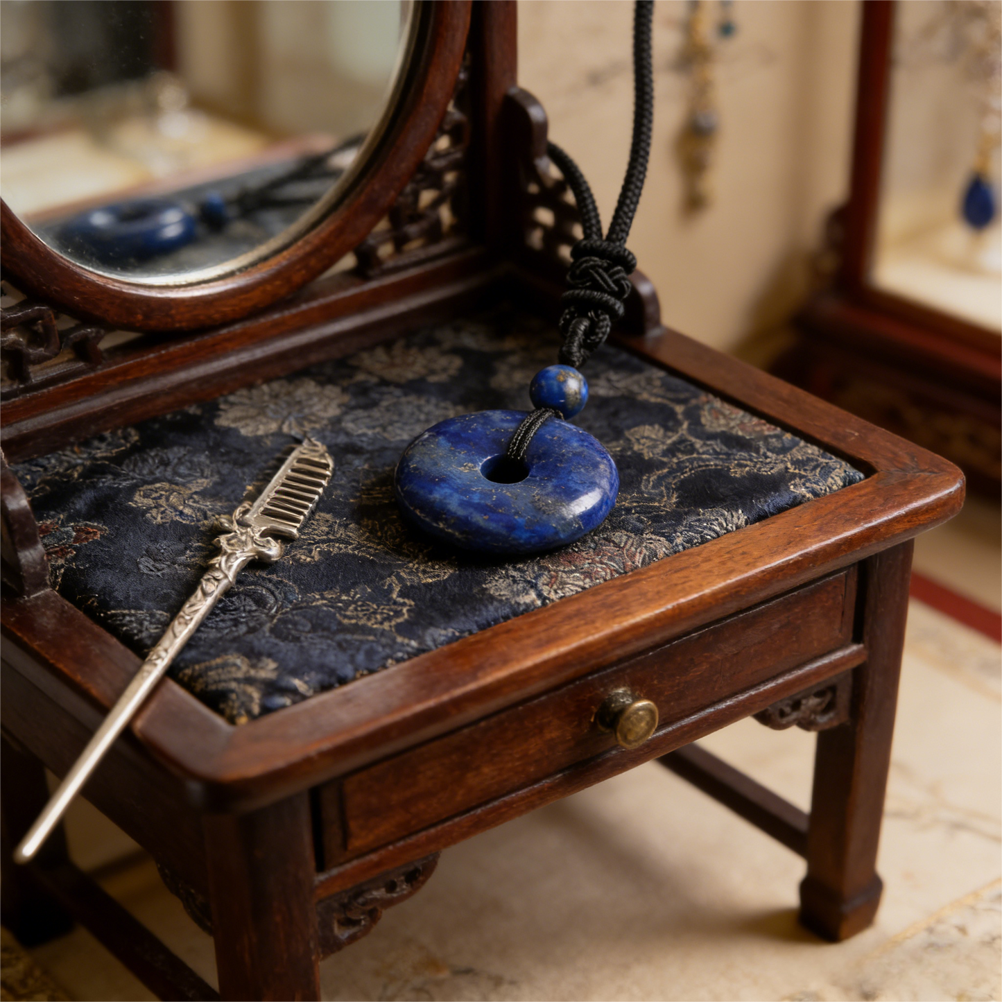 Lapis Lazuli Pendant Necklace styled for daily wear