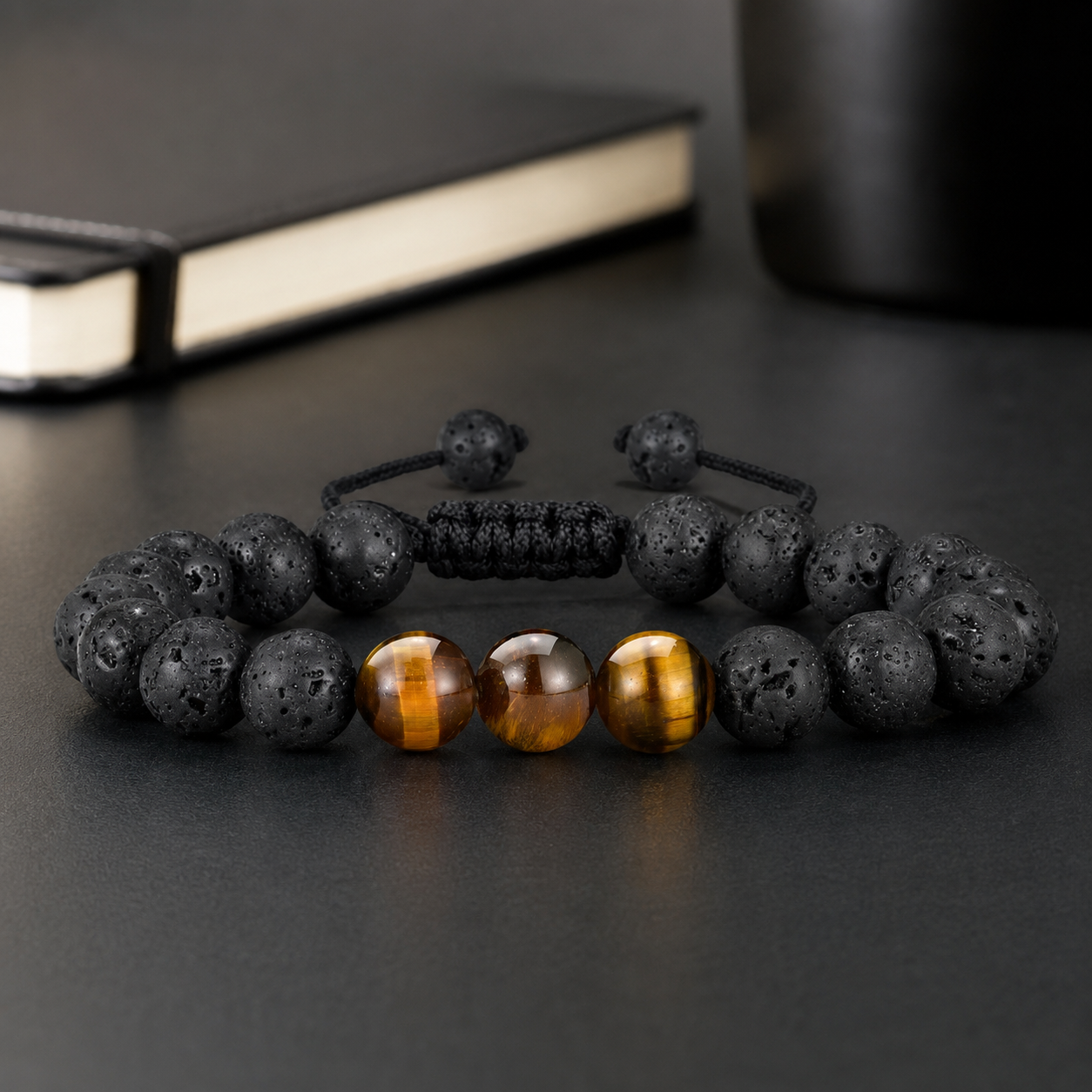 Lava Stone & Tiger Eye Bracelet lifestyle product photo