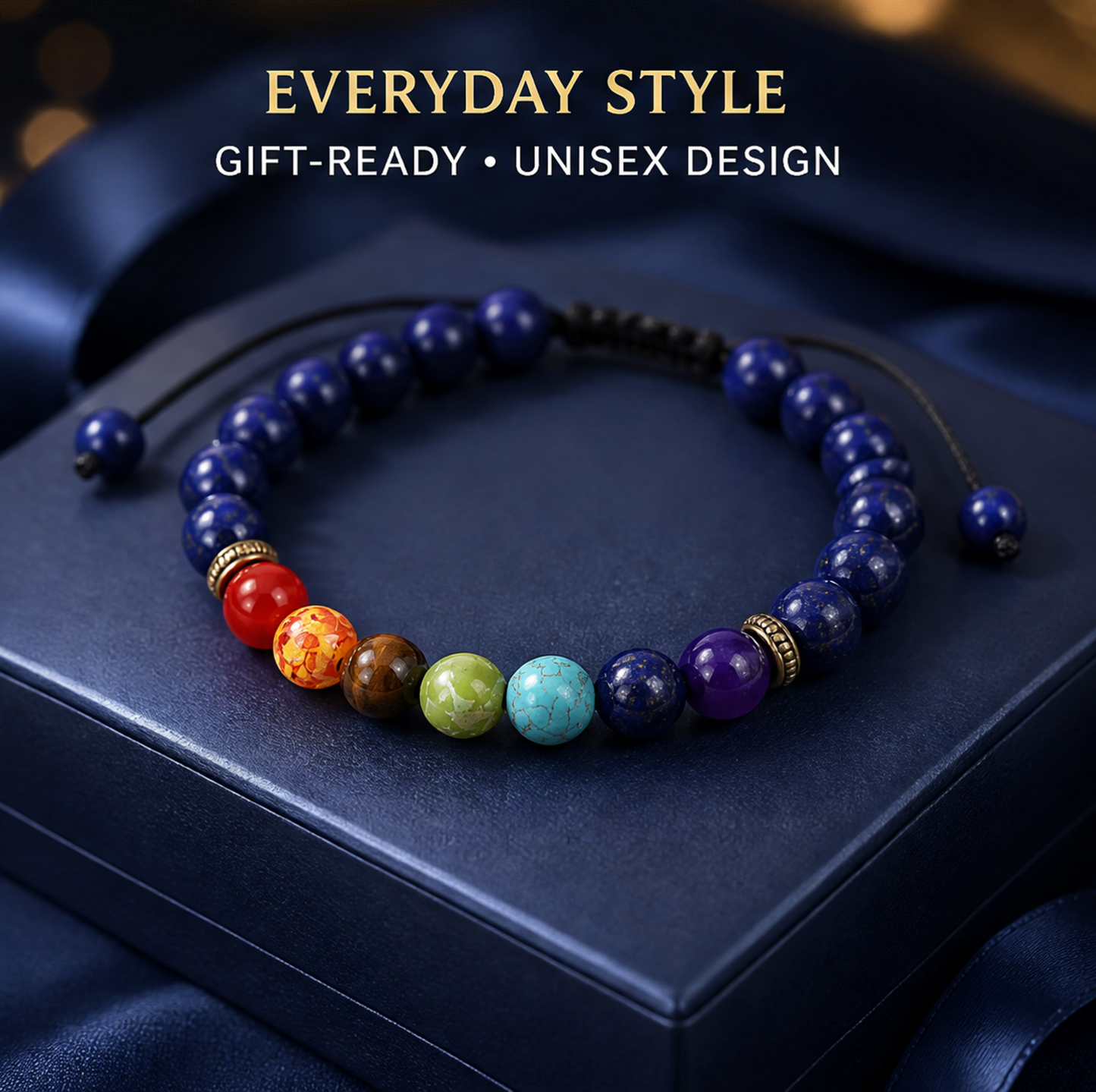 Lapis Lazuli Color Accent Bracelet gift-ready styled product photo