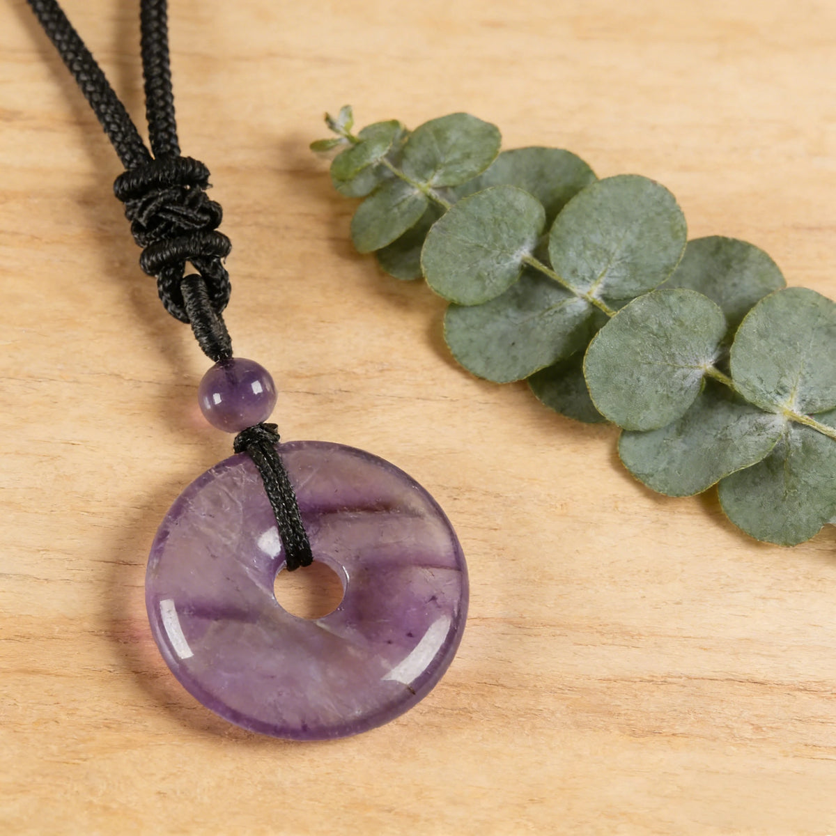 Amethyst Circle Pendant Necklace — gift presentation view