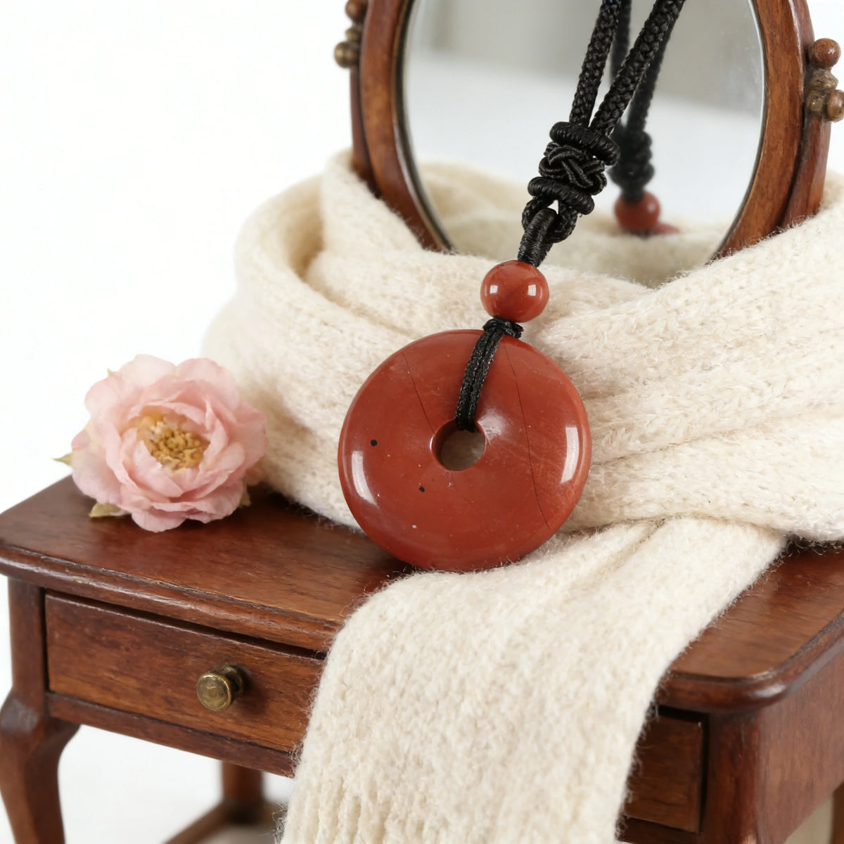 Red Jasper Circle Pendant Necklace — product detail 9