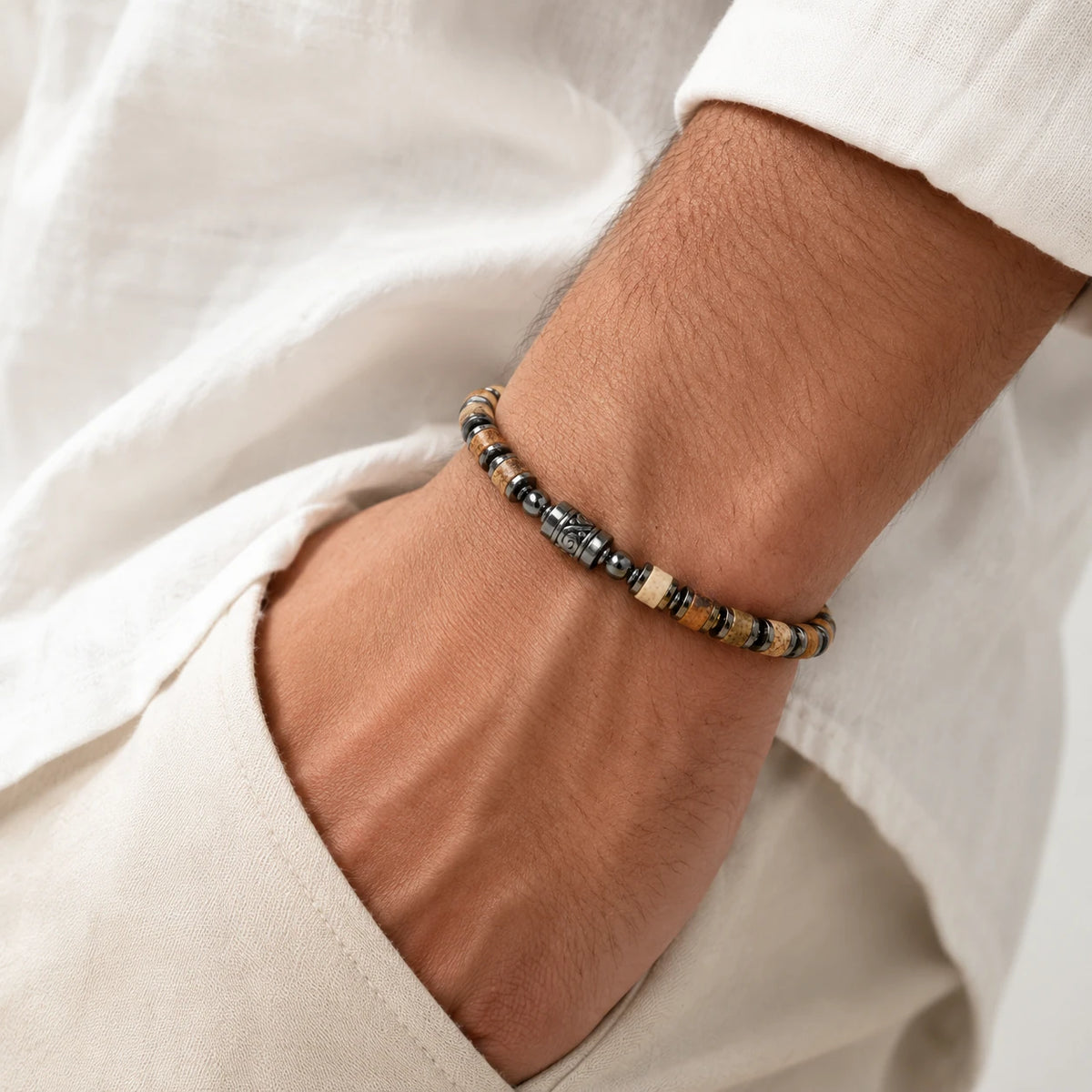 Old Roads Picture Jasper Bracelet — gift presentation view