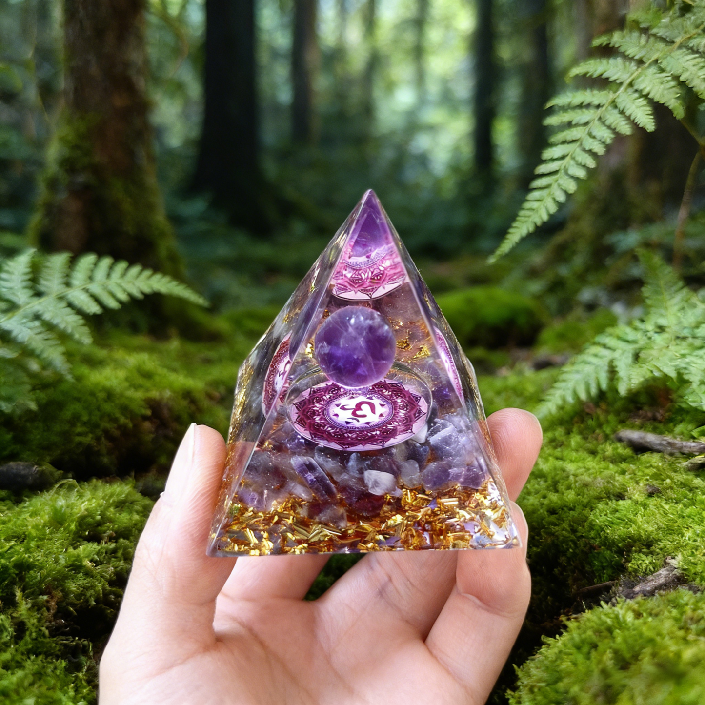 The Violet Portal: 3D Amethyst Sphere Orgone Pyramid