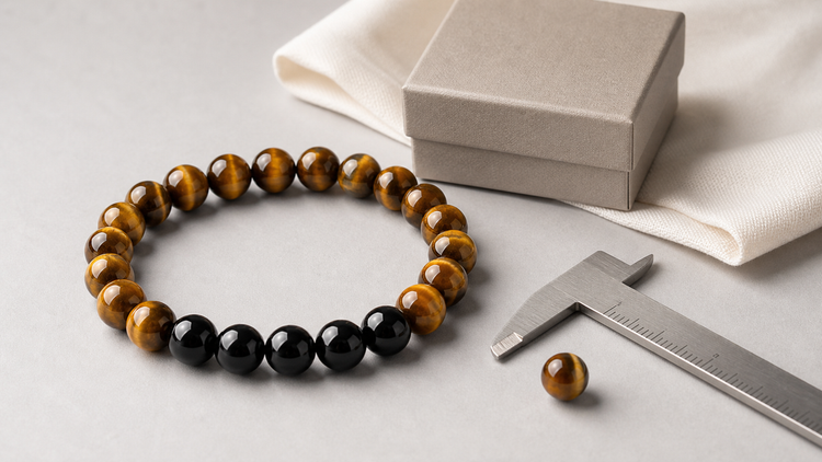 8mm natural stone bracelet with measuring caliper and gift box