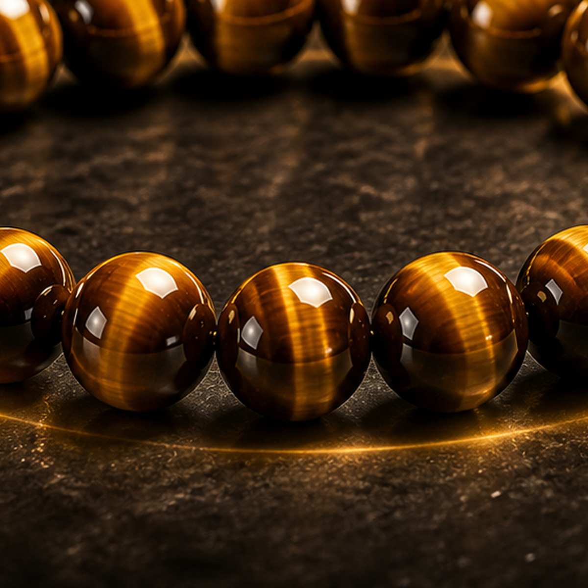Golden Tiger Eye bracelet with warm brown banded stone beads