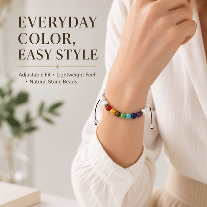 White Turquoise-Style Stone Bracelet worn on wrist