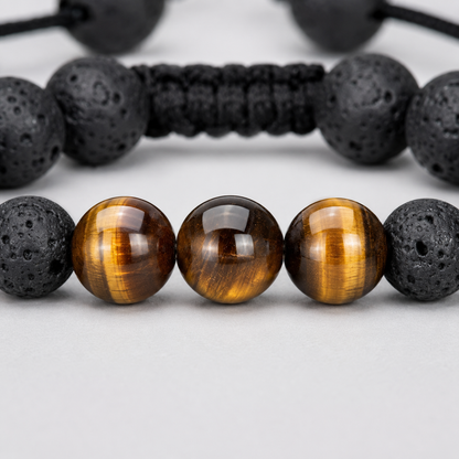 Lava Stone & Tiger Eye Bracelet lava stone and tiger eye bead detail