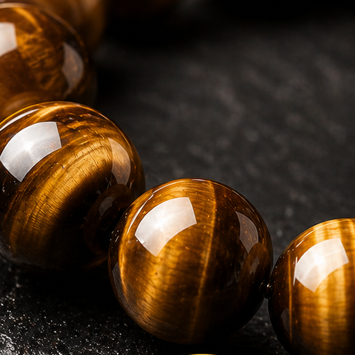 Golden Tiger Eye bead detail showing natural golden brown banding