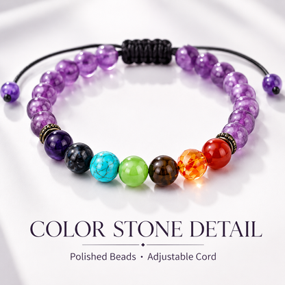 Amethyst and color stone bracelet color bead close-up