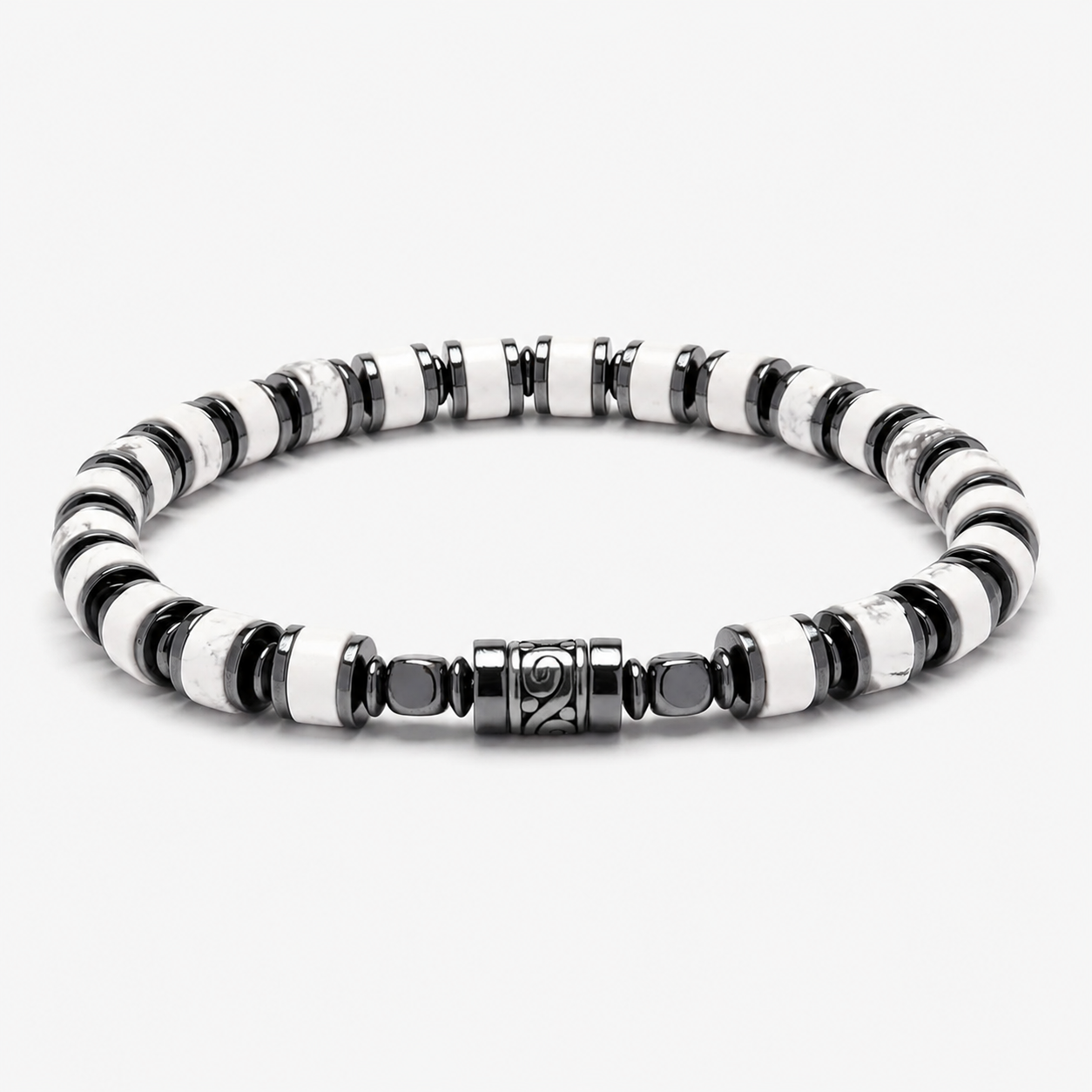 Old Roads white turquoise-style stone 4mm column bead bracelet front product photo