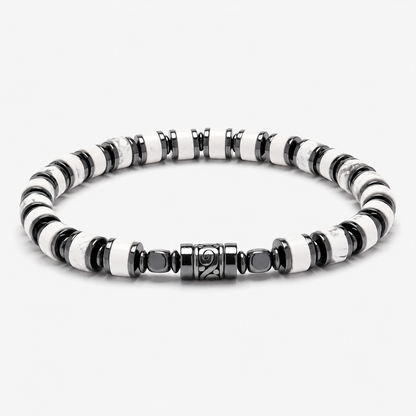Old Roads white turquoise-style stone 4mm column bead bracelet front product photo