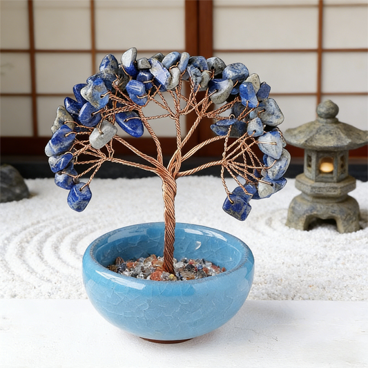 The Sovereign's Voice" Lapis Lazuli & 7-Chakra Bonsai