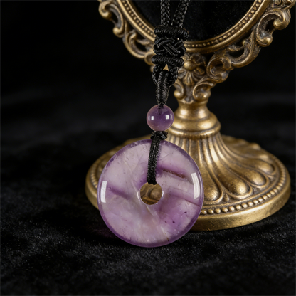 Circle of Peace" Amethyst Amulet Necklace (Aura Protection)