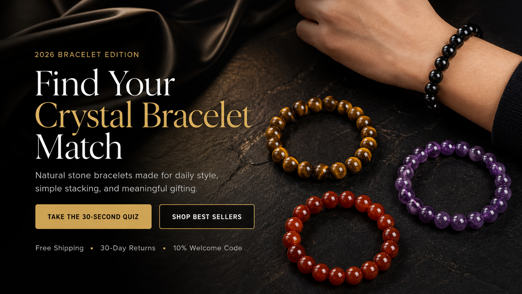 The Frequency IX natural stone crystal bracelets