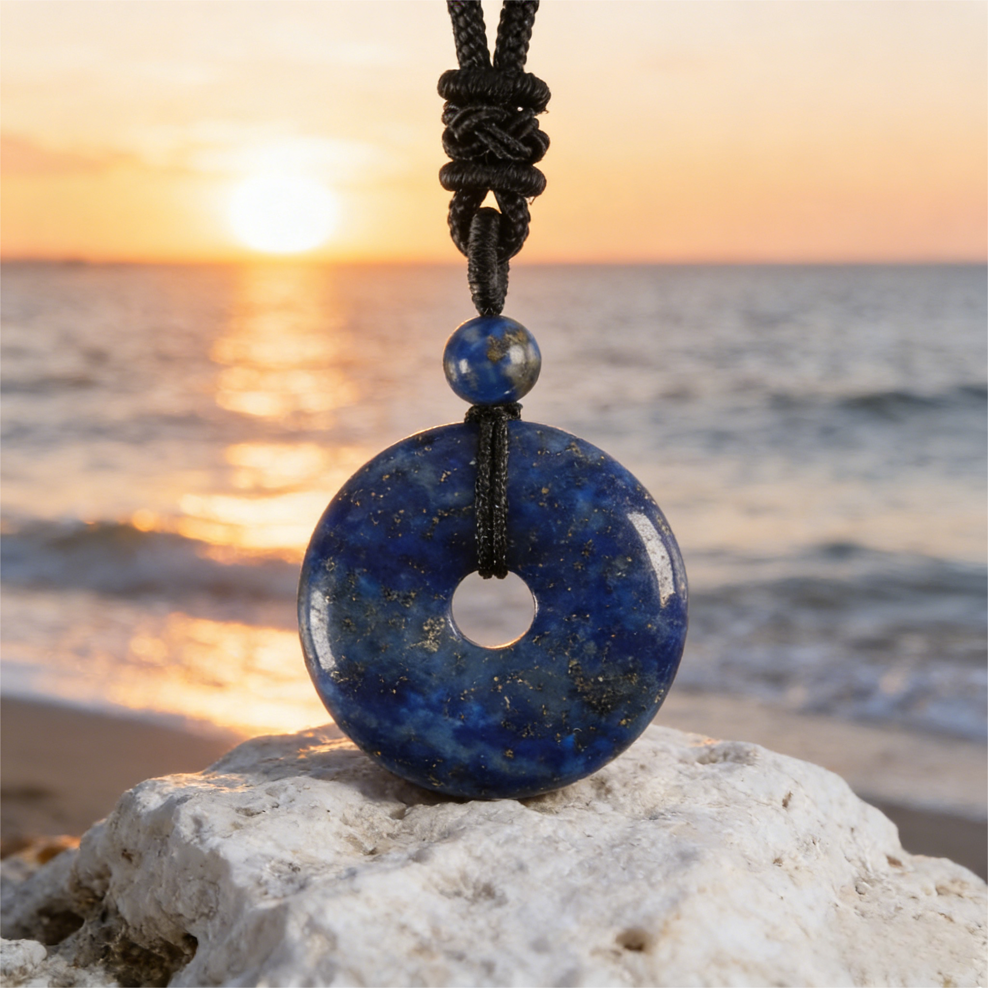 Lapis Lazuli Pendant Necklace with polished natural stone finish