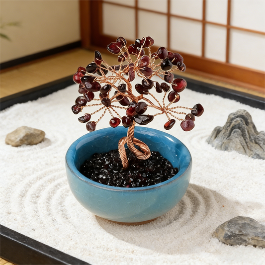 The Essence of Passion" Red Garnet Root Chakra Bonsai (6 Branches)