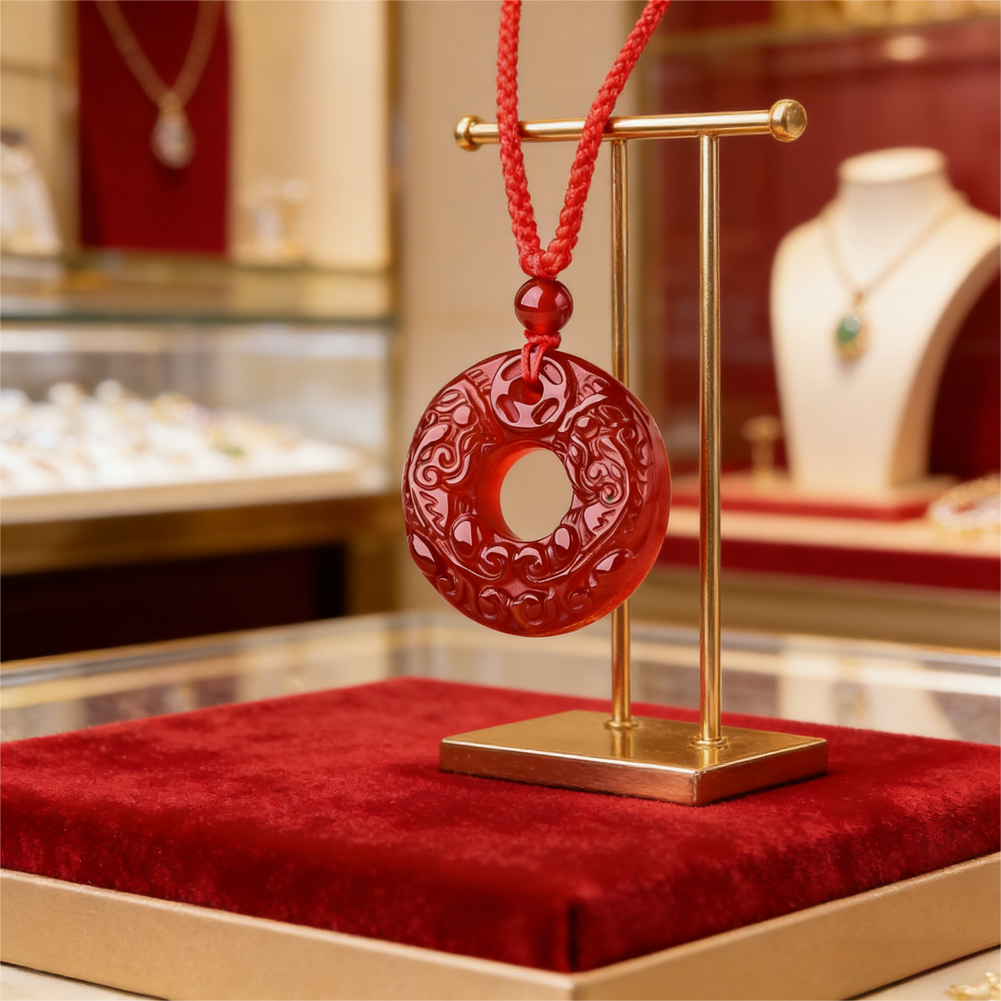 Red Agate PiXiu Pendant Necklace styled for daily wear