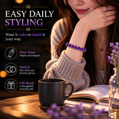 Amethyst Bracelet styled for daily wear