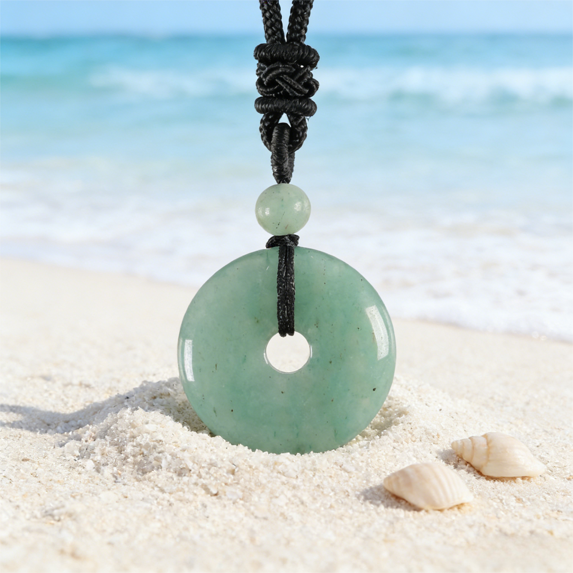 Green Aventurine Pendant Necklace with polished natural stone finish