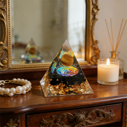 "The Golden Eye" Tiger Eye Orgone Pyramid (Focus & Prosperity)