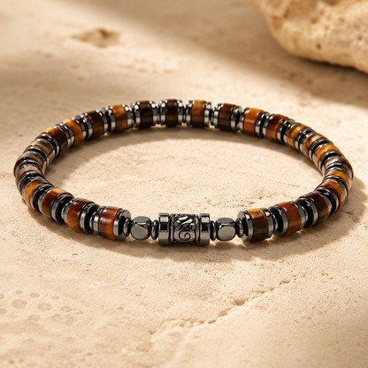 Old Roads Tiger Eye Bracelet on warm stone surface