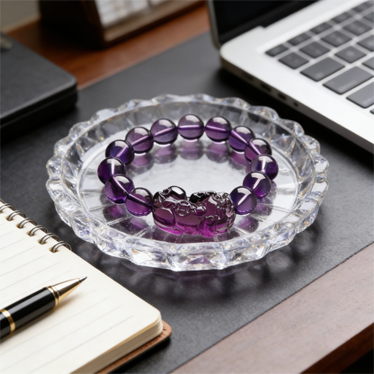 The Intuitive Investor" Amethyst Pixiu Wealth Bracelet