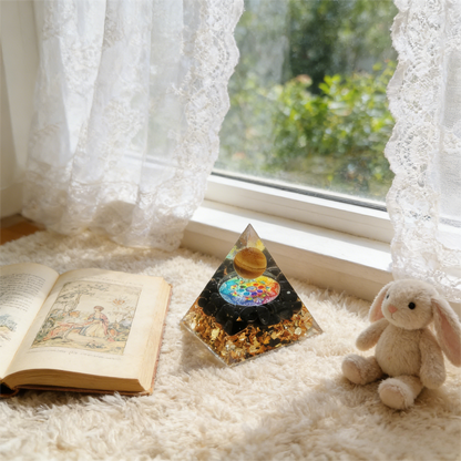 "The Golden Eye" Tiger Eye Orgone Pyramid (Focus & Prosperity)