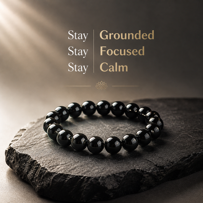 Black Obsidian Bracelet with polished natural stone finish