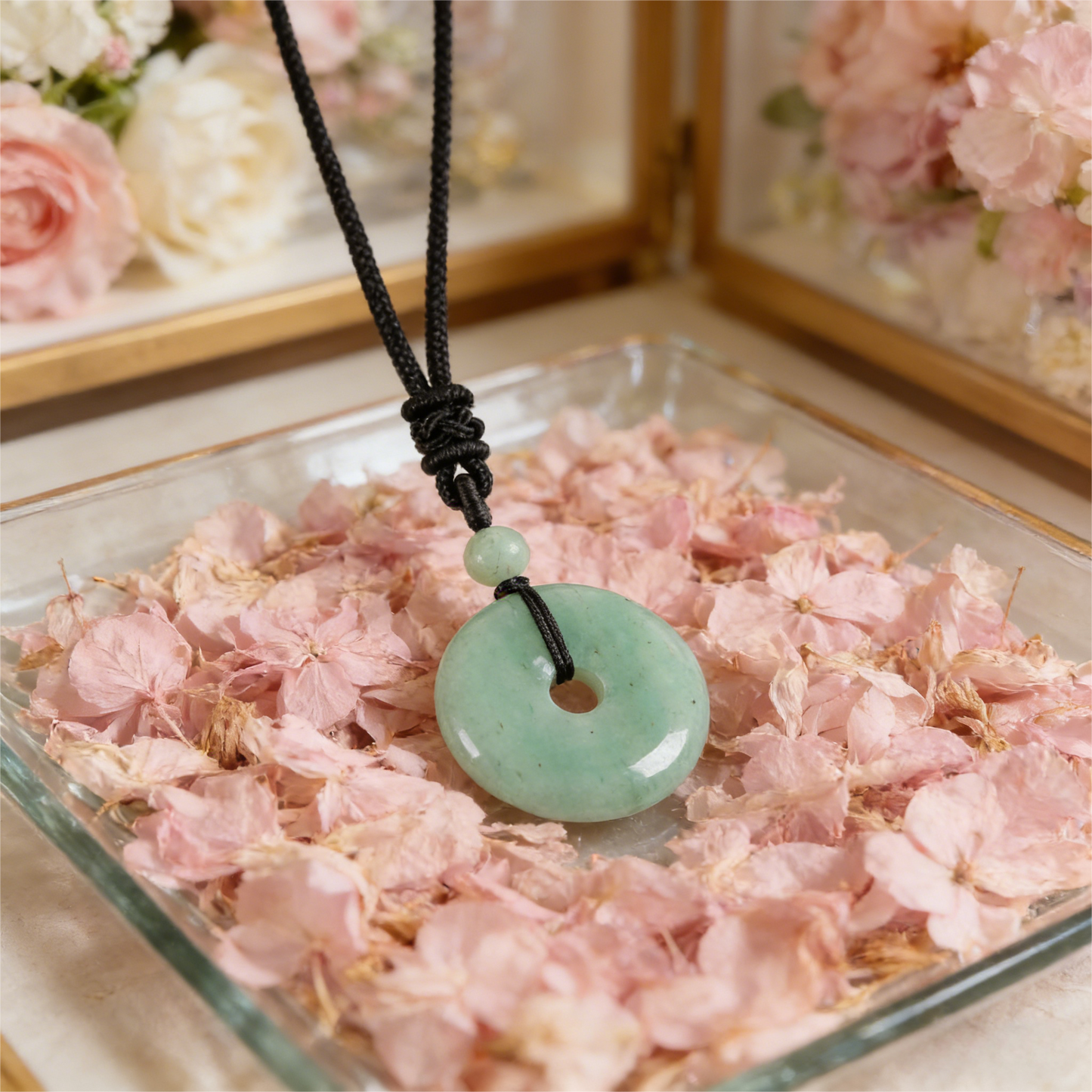 Green Aventurine Pendant Necklace product photo with natural stone detail