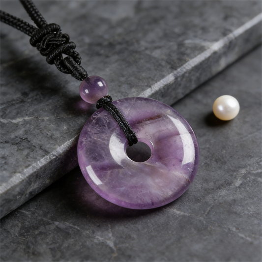 Circle of Peace" Amethyst Amulet Necklace (Aura Protection)