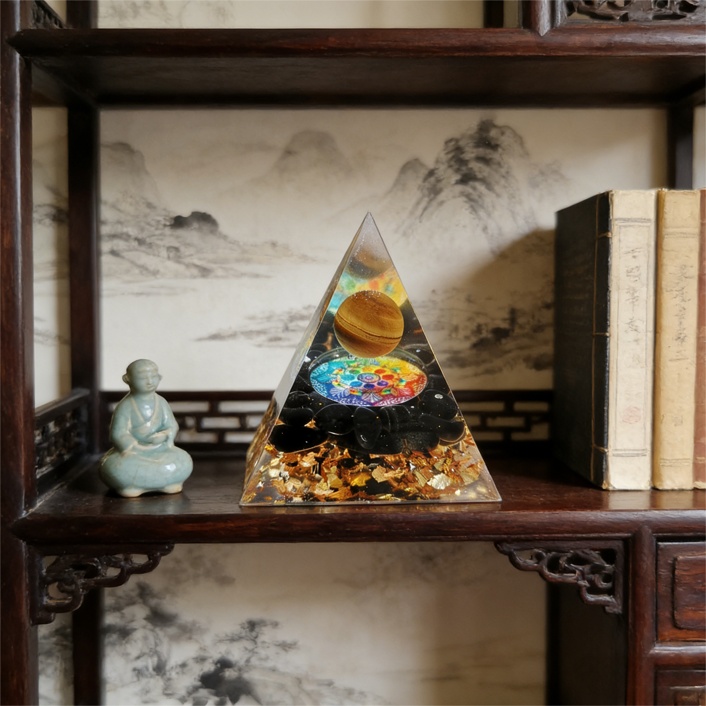 "The Golden Eye" Tiger Eye Orgone Pyramid (Focus & Prosperity)