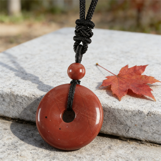 Circle of Vitality" Red Jasper Amulet (Root Chakra Grounding)