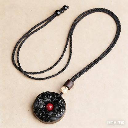 "The Architect of Wealth" Black Obsidian Pixiu Amulet