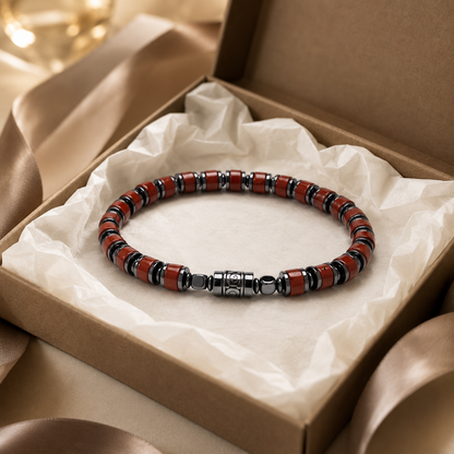 Old Roads red stone 4mm column bead bracelet gift-ready everyday bracelet photo