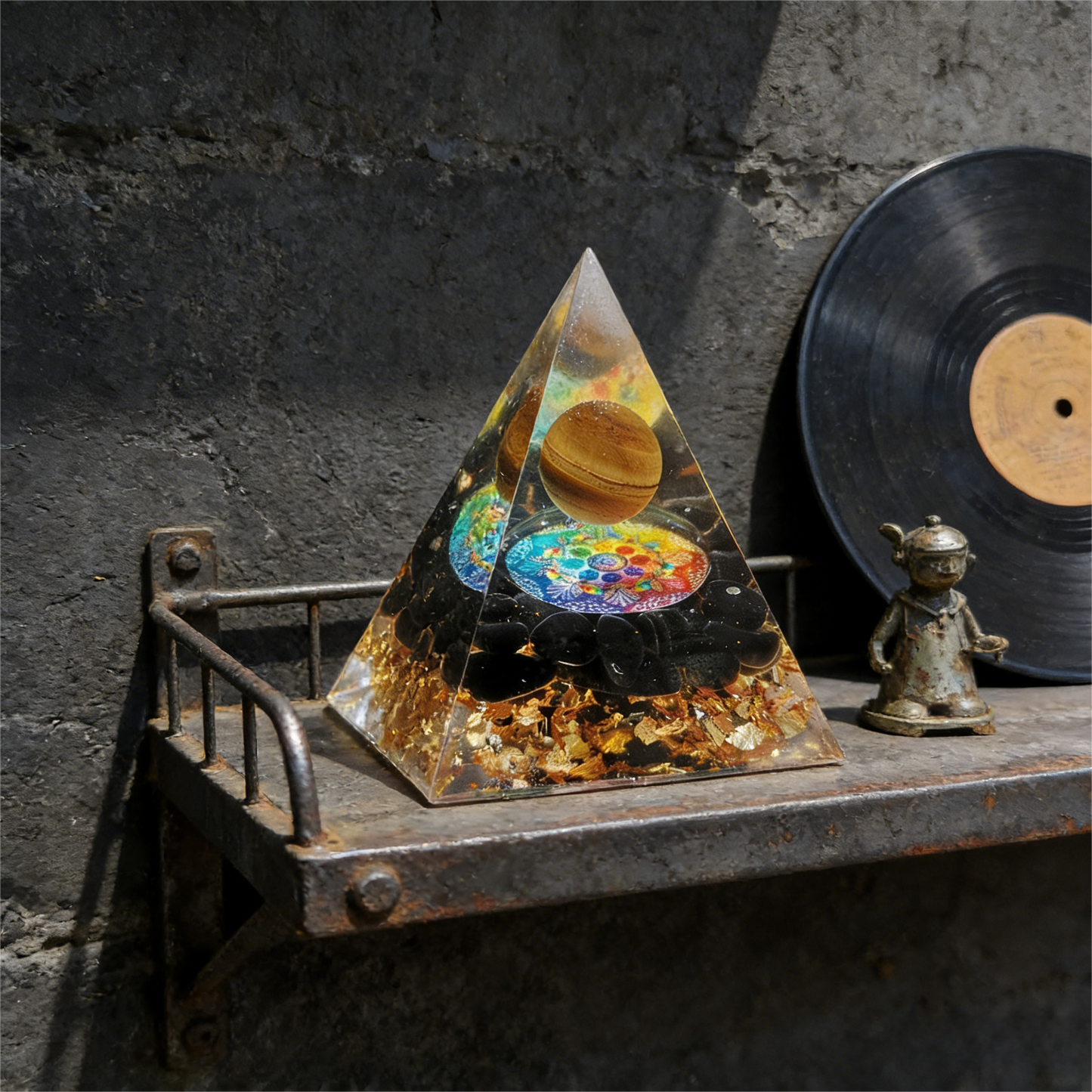 "The Golden Eye" Tiger Eye Orgone Pyramid (Focus & Prosperity)