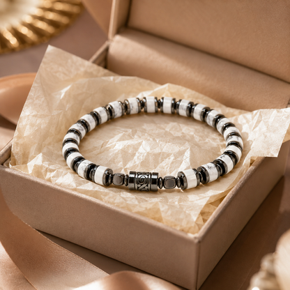 Old Roads white turquoise-style stone 4mm column bead bracelet gift-ready everyday bracelet photo