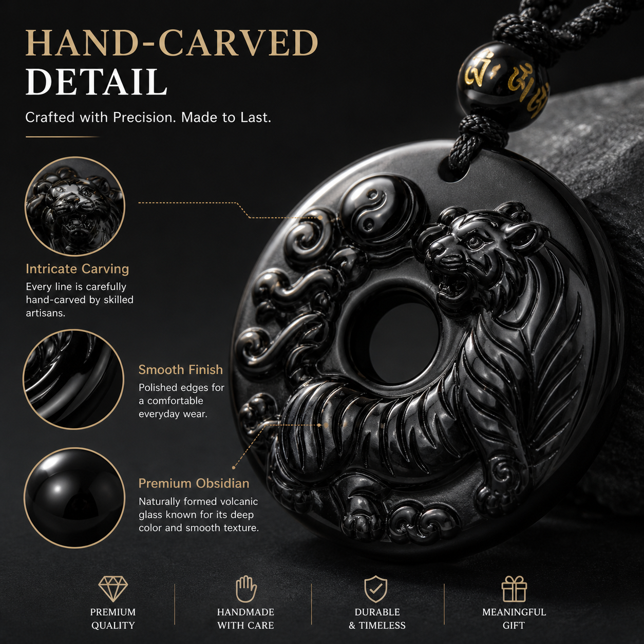 12 Zodiac Black Obsidian Pendant styled for daily wear
