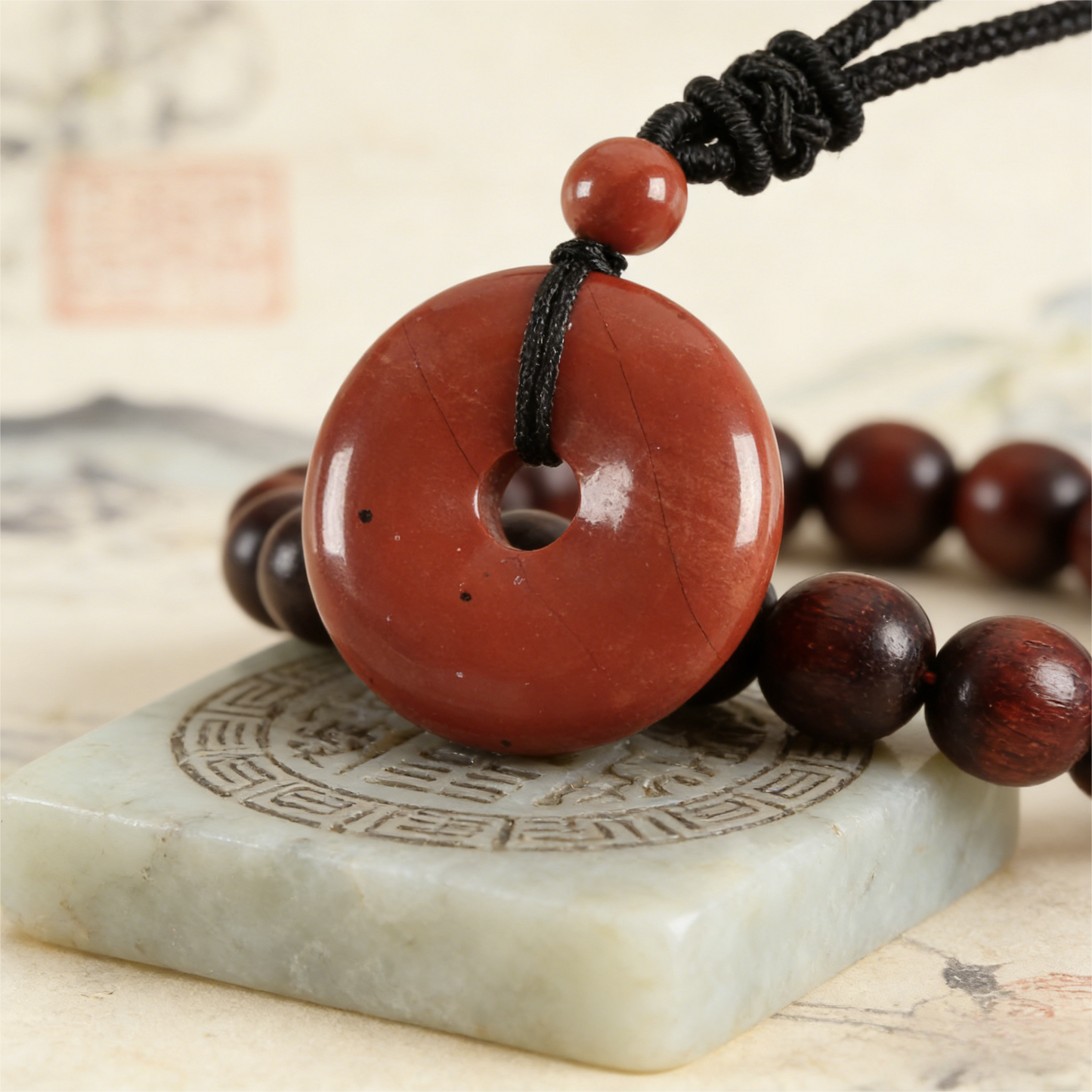 Circle of Vitality" Red Jasper Amulet (Root Chakra Grounding)