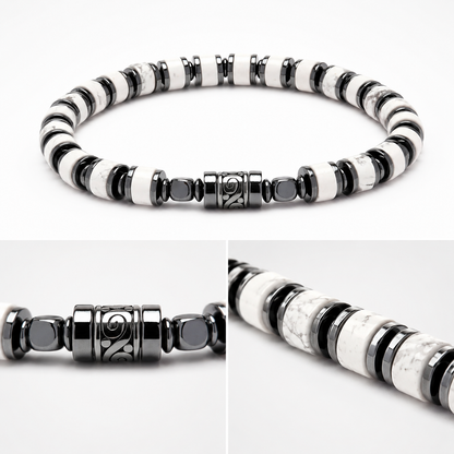 Old Roads white turquoise-style stone 4mm column bead bracelet natural stone texture detail