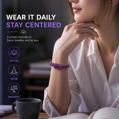 Amethyst Pixiu Bracelet product photo with natural stone detail