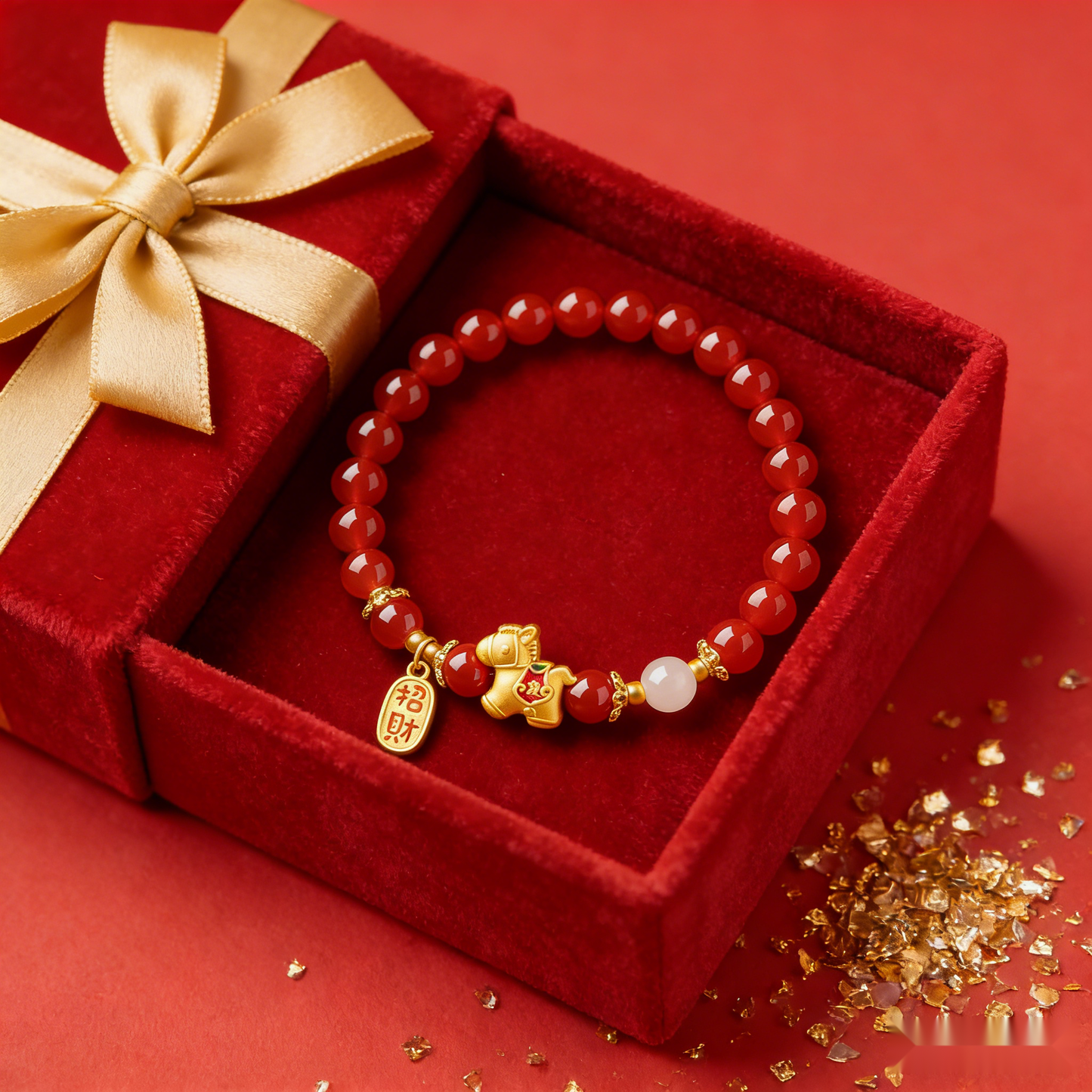 Vitality Anchor Red Agate & Golden Zodiac Bracelet