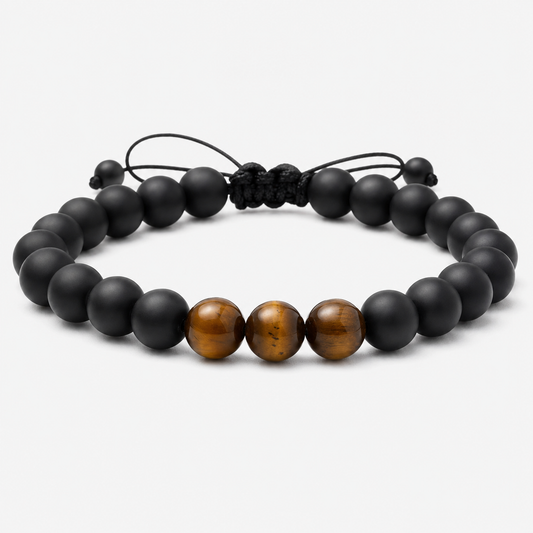 Matte Black & Tiger Eye Bracelet main product photo