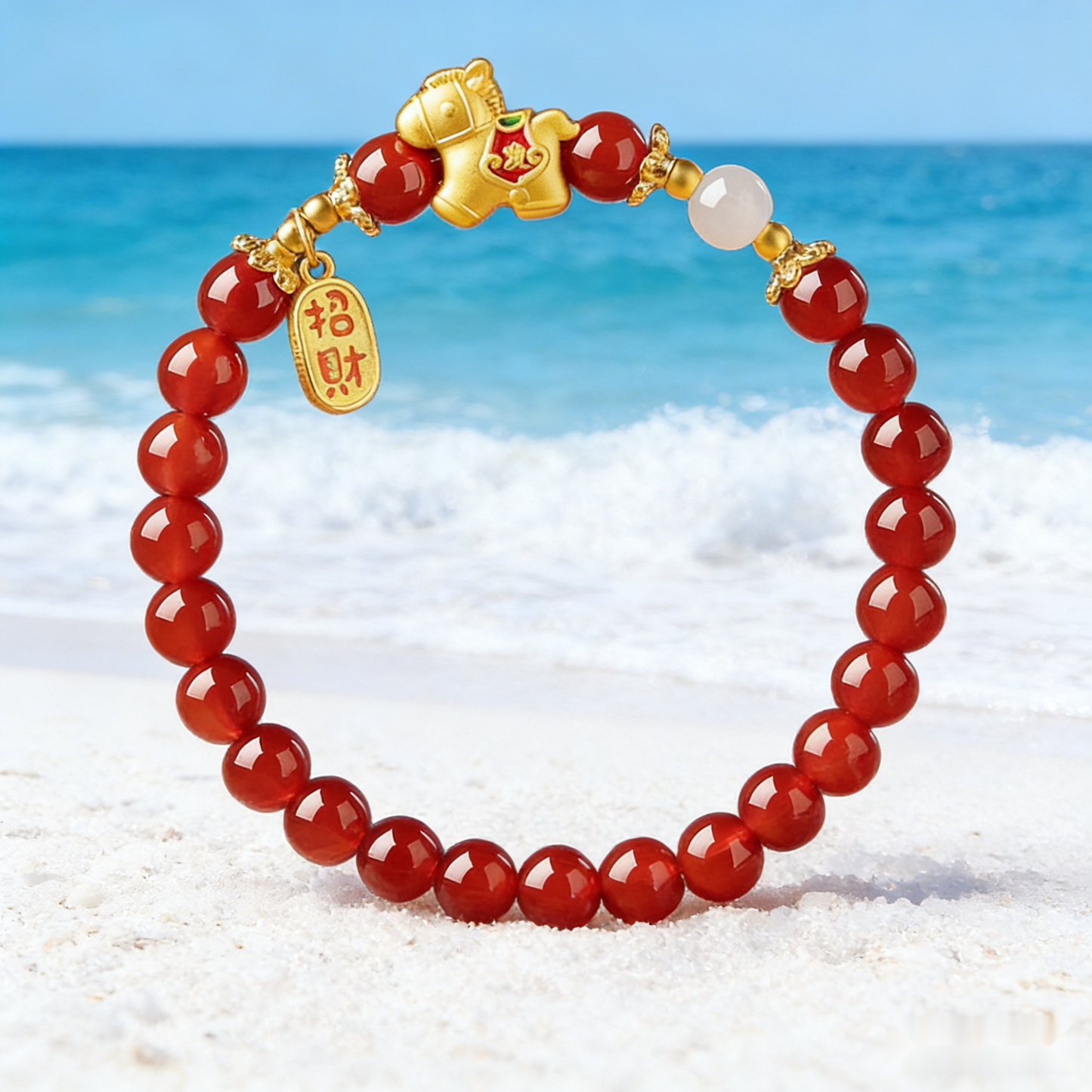 Vitality Anchor Red Agate & Golden Zodiac Bracelet