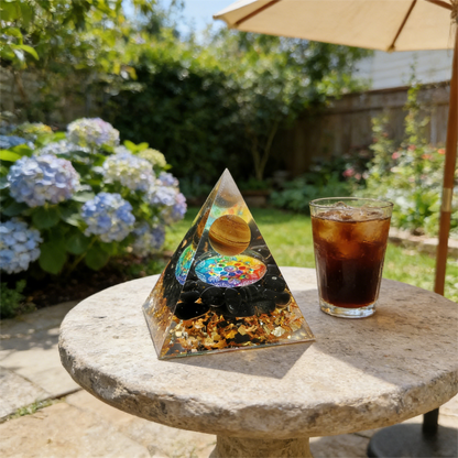"The Golden Eye" Tiger Eye Orgone Pyramid (Focus & Prosperity)