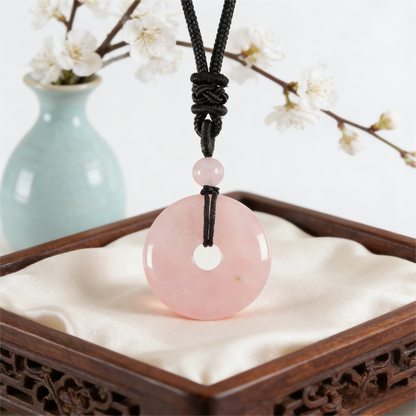 Rose Quartz Circle Pendant Necklace for everyday style and meaningful gifting