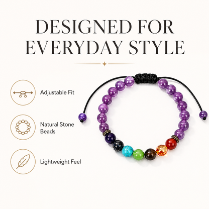 Amethyst and color stone bracelet adjustable everyday style image