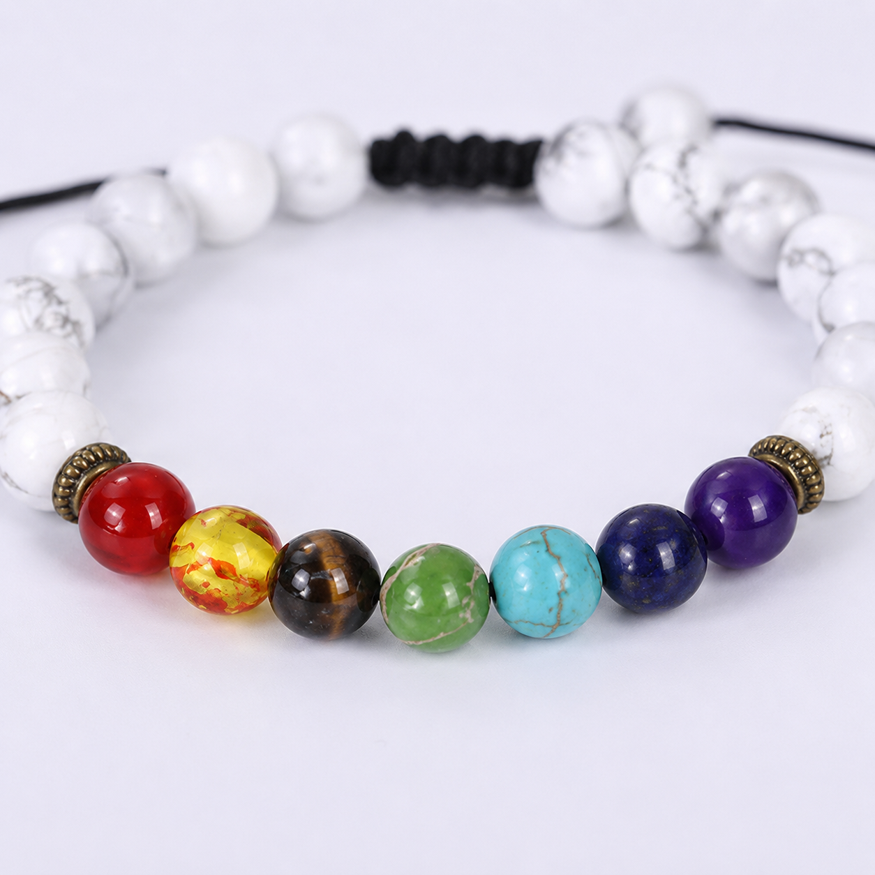 White Turquoise-Style Stone Bracelet color bead close-up