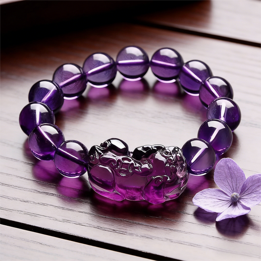 The Intuitive Investor" Amethyst Pixiu Wealth Bracelet